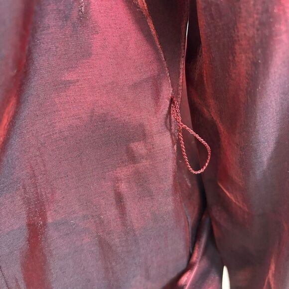 Ladies Xscape Lawrence Kurtz Black and Red Ruffle Collar Wrap Jacket Size 14 - Picture 11 of 11